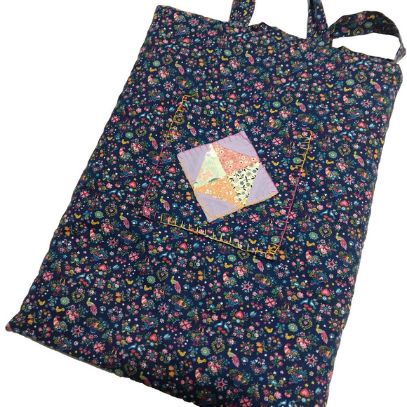 Vintage Patchwork Shoulder Bag Tote Purse Hearts Cottage Grandma Coquette Quilt - Picture 5 of 5